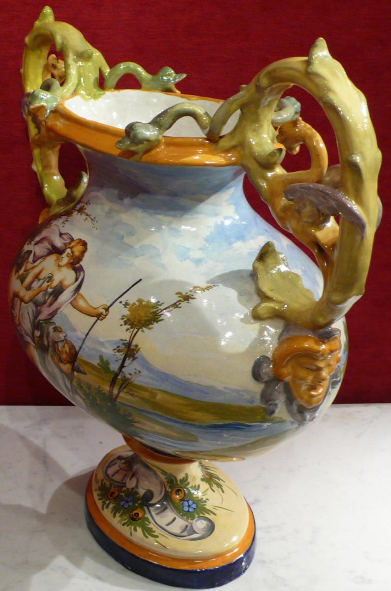 Grand Vase Ancien Italien Renaissance Style Nivernais Epoque Fin 19ème Siècle-photo-4