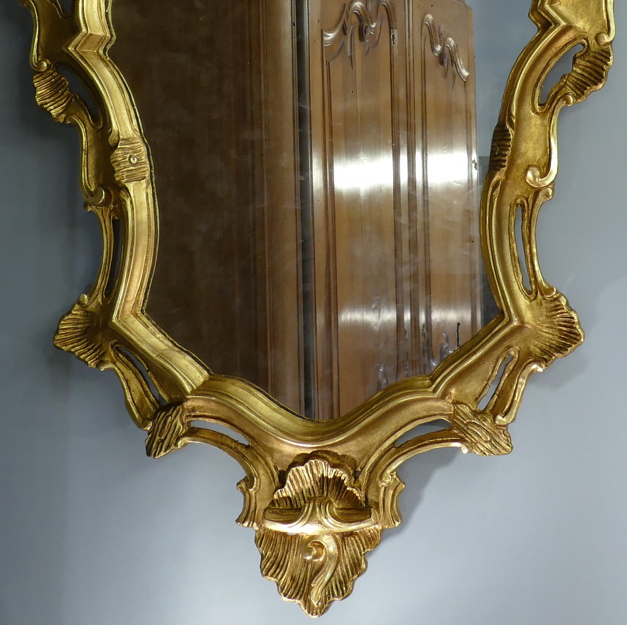 Mirror Carved Gilded Style Louis XV 19th Century-photo-3