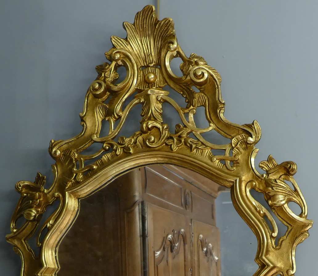 Mirror Carved Gilded Style Louis XV 19th Century-photo-2