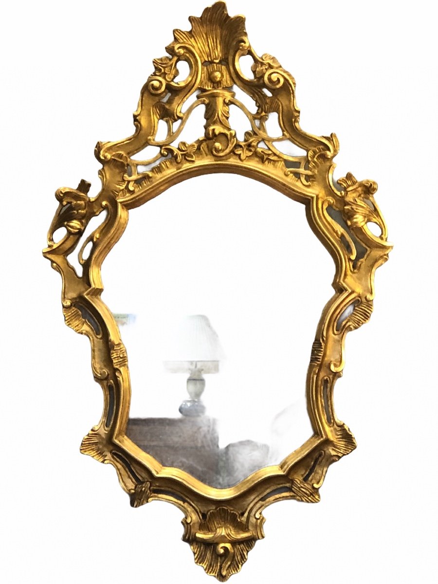 Mirror Carved Gilded Style Louis XV 19th Century-photo-4