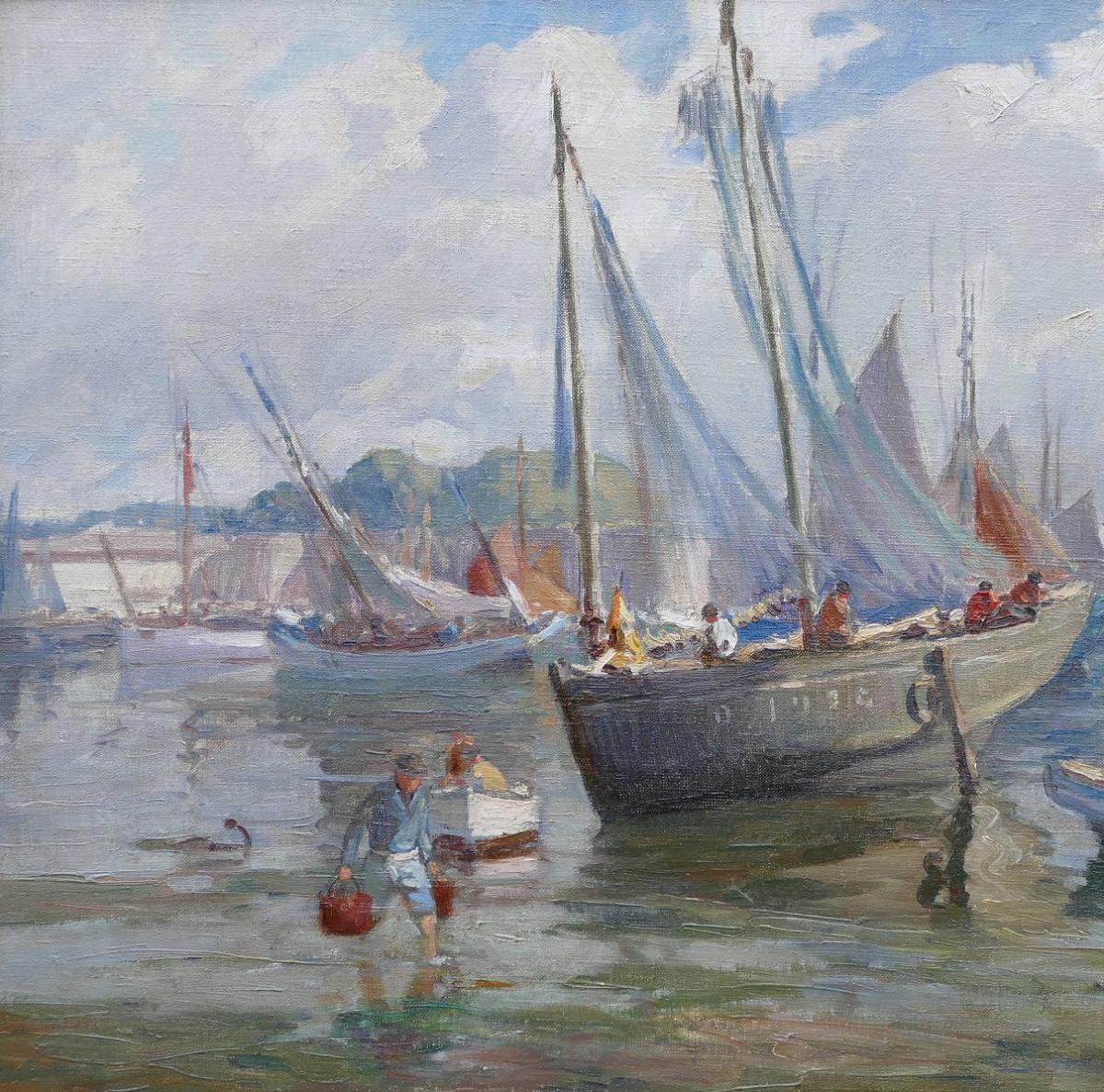 Barnoin Henri Tableau 20è Siècle Bretagne Port De Concarneau Huile Sur Toile Signée-photo-3