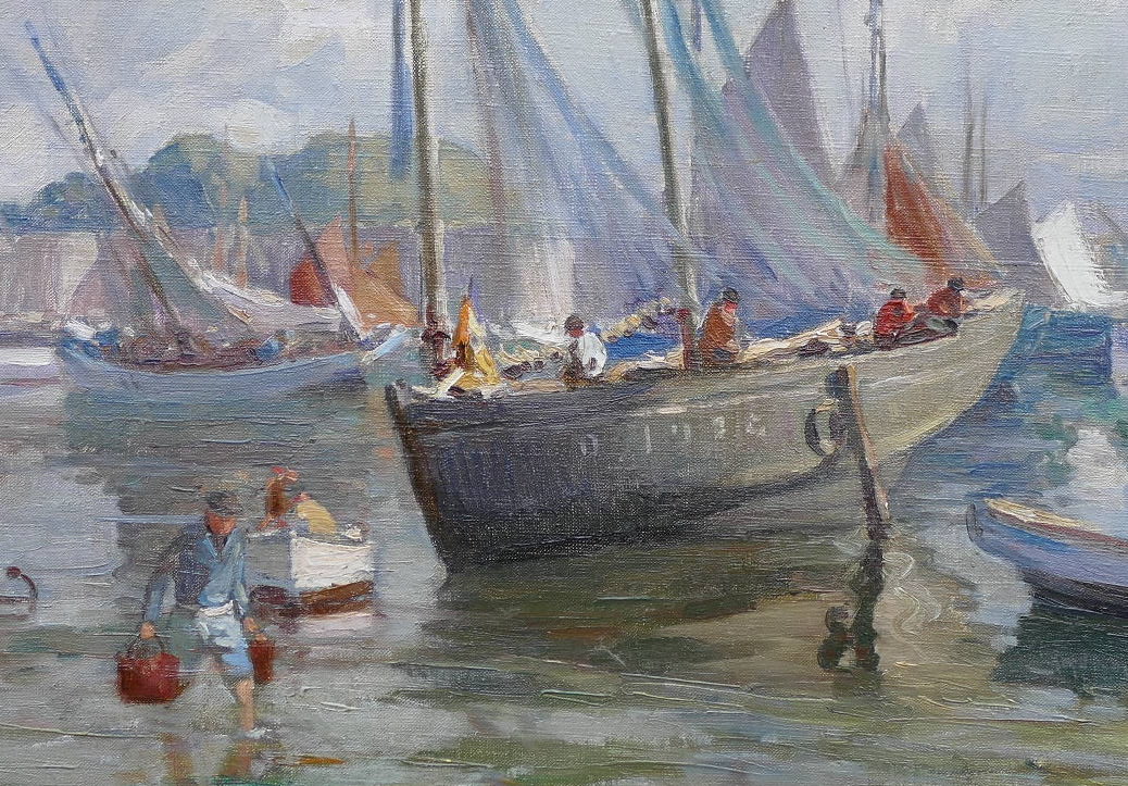 Barnoin Henri Tableau 20è Siècle Bretagne Port De Concarneau Huile Sur Toile Signée-photo-2