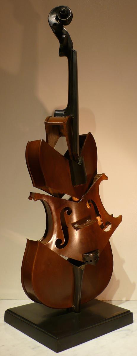 Arman Sculpture En Bronze 20ème Siècle Signée Violon Coupé II Hommage à Picasso Art Moderne