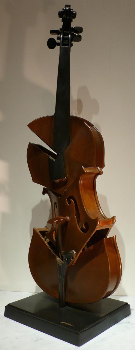 Arman Bronze Sculpture 20th Century Signed Violin Coupe II Tribute To Picasso Modern Art-photo-2