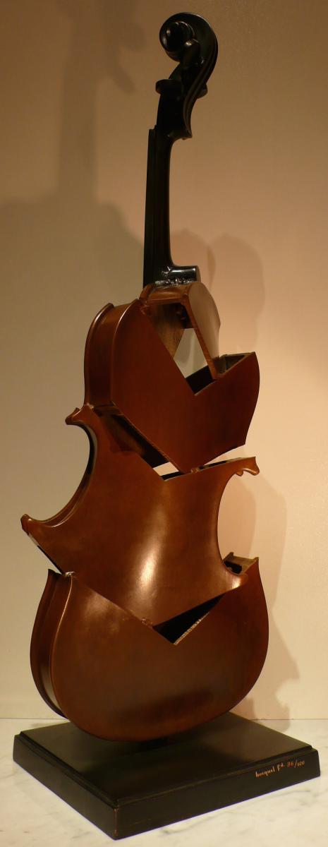 Arman Bronze Sculpture 20th Century Signed Violin Coupe II Tribute To Picasso Modern Art-photo-3