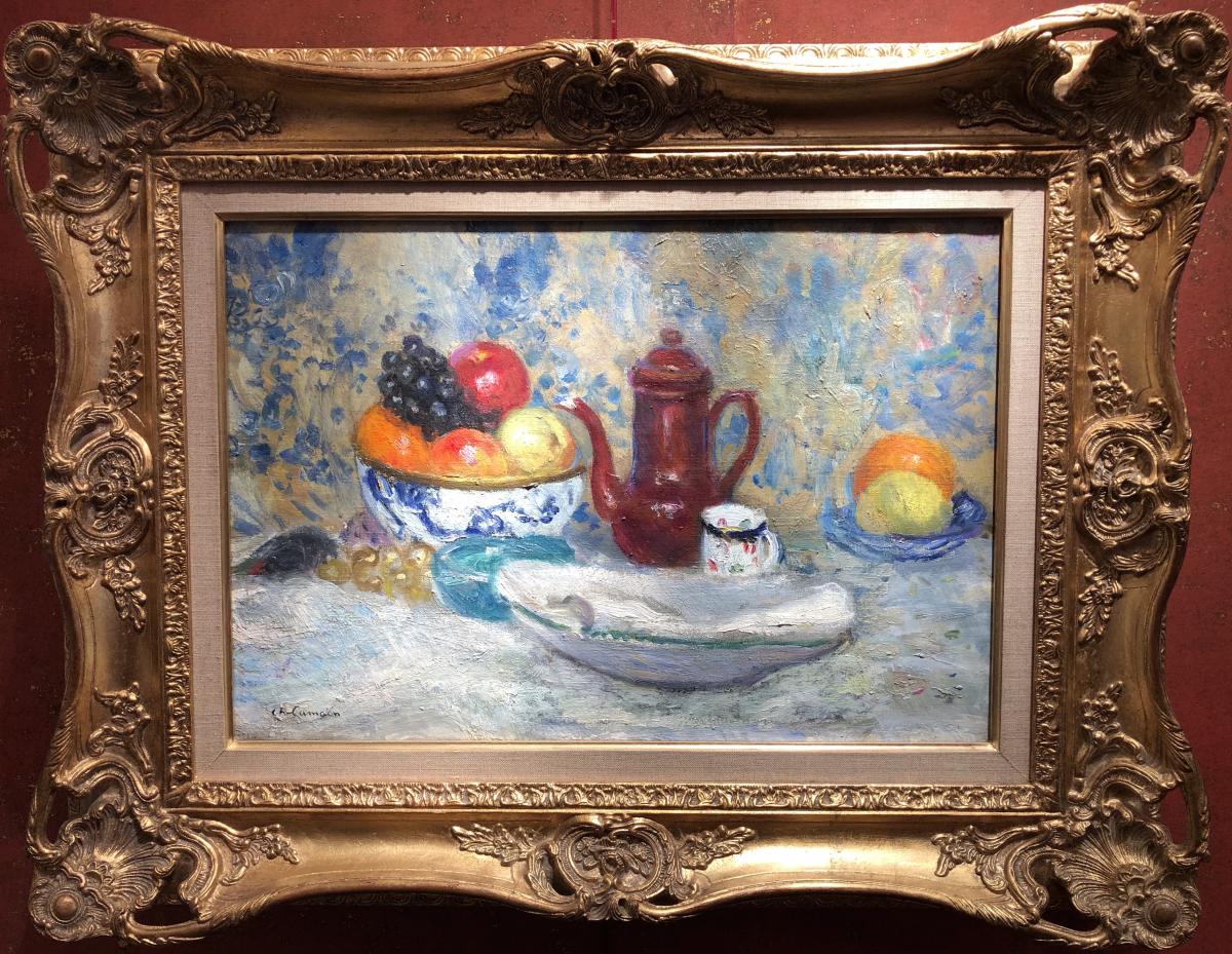 Camoin Charles Tableau Français Postimpressionniste 20è Nature Morte Coupe Fruits Huile Signée