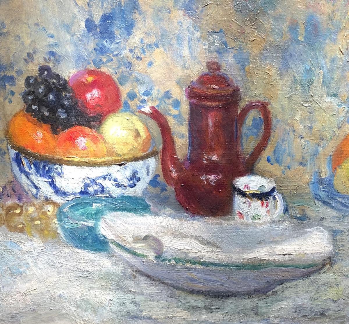 Camoin Charles Tableau Français Postimpressionniste 20è Nature Morte Coupe Fruits Huile Signée-photo-1