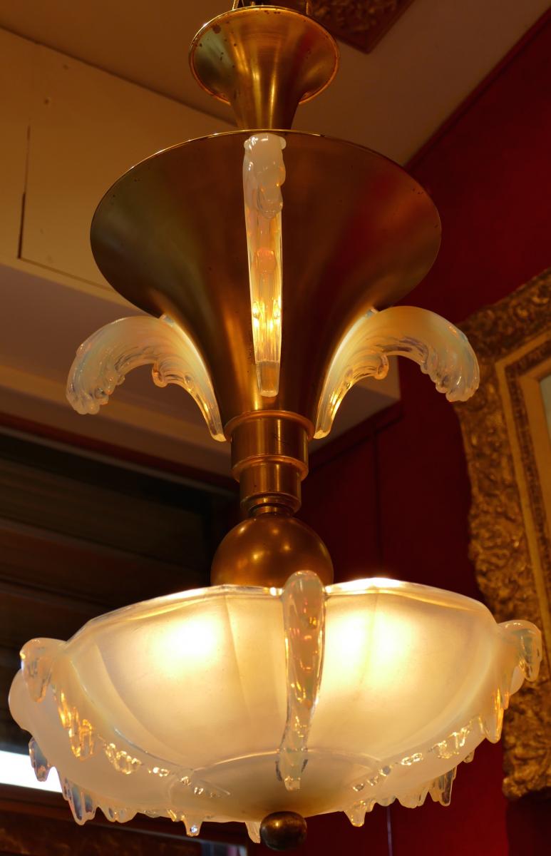 Opalescent Pressed Glass Chandelier Years 30/40