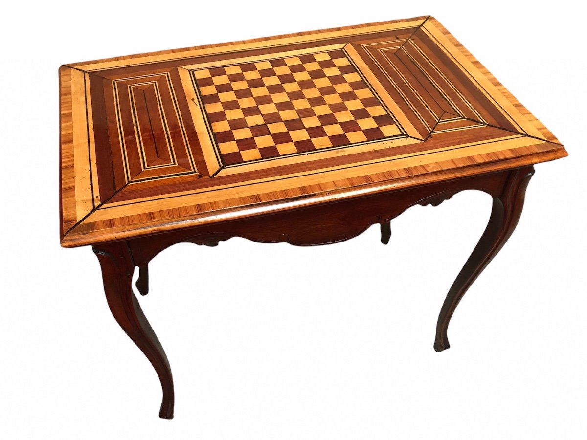 Table A Jeux Ancienne 18è Siecle Style Louis XV En Noyer-photo-1