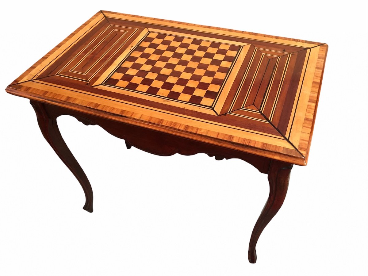 Table A Jeux Ancienne 18è Siecle Style Louis XV En Noyer-photo-2