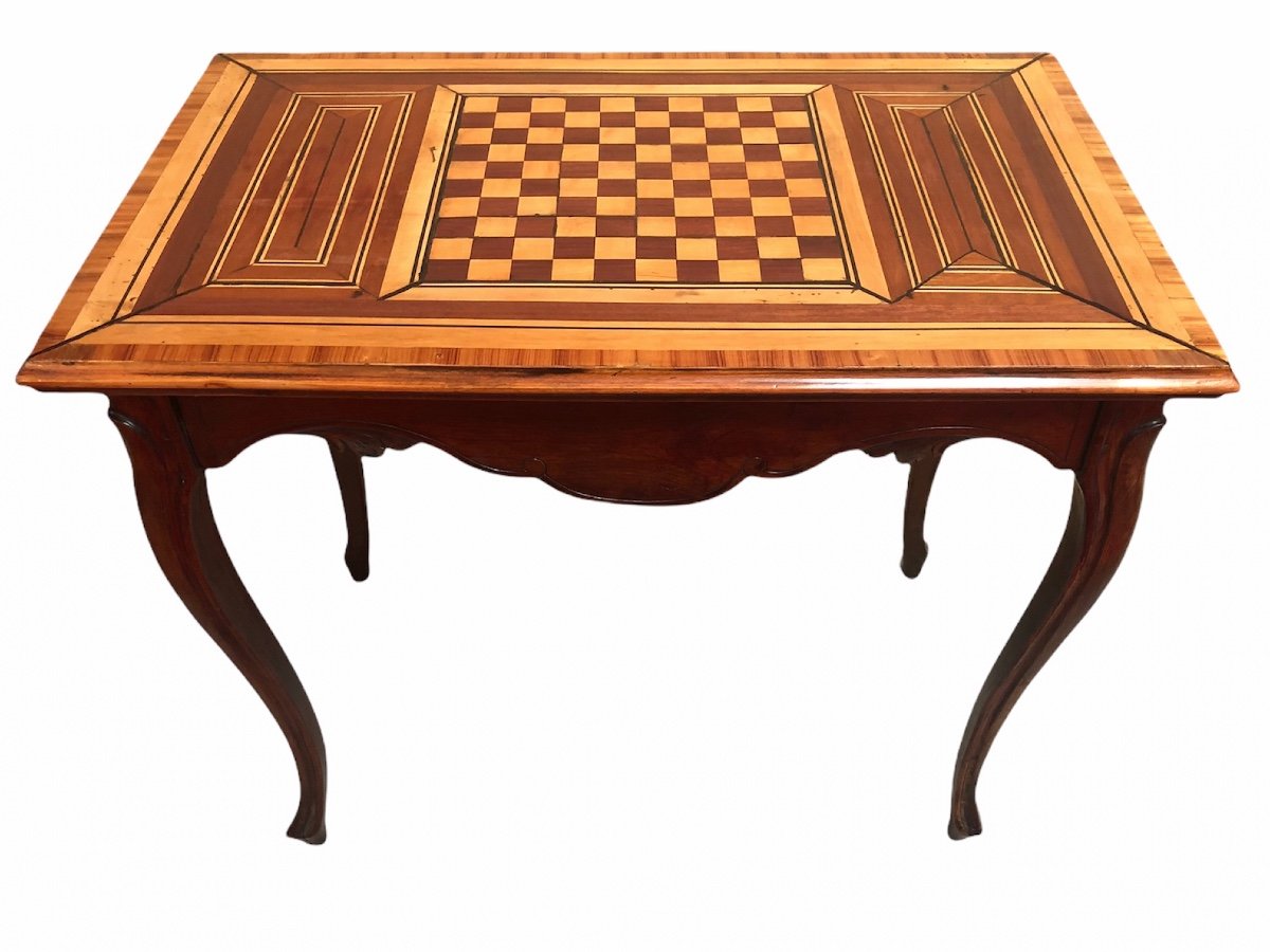 Table A Jeux Ancienne 18è Siecle Style Louis XV En Noyer