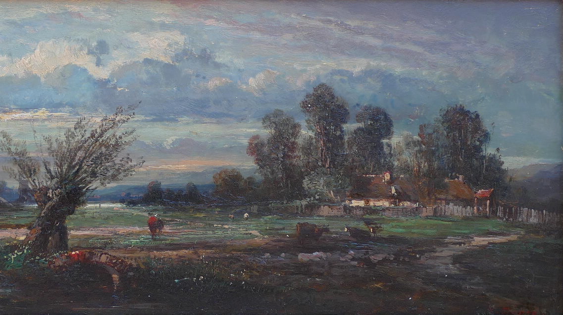 Dupre Leon Victor Tableau 19è Ecole De Barbizon La Campagne En Ile De France Huile Signée-photo-4