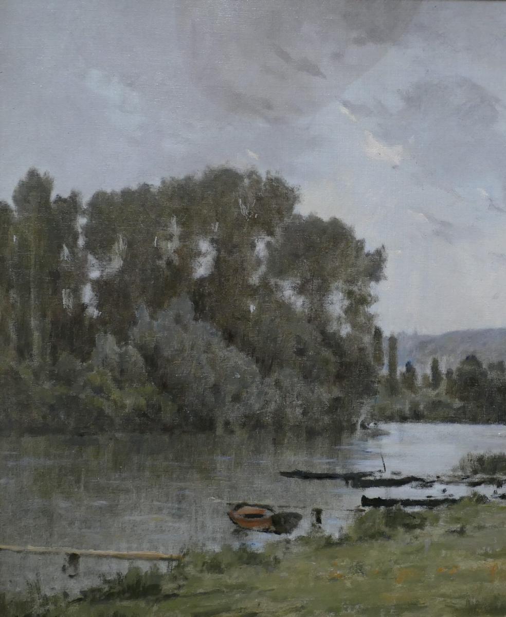 Foubert Emile French Painting 20th Century School Barbizon The Seine In Vetheuil Oil Signed-photo-2