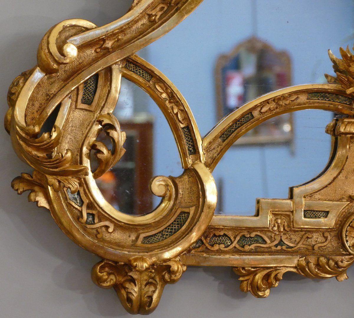 Rocaille Mirror In Golden Wood 19th Century-photo-3