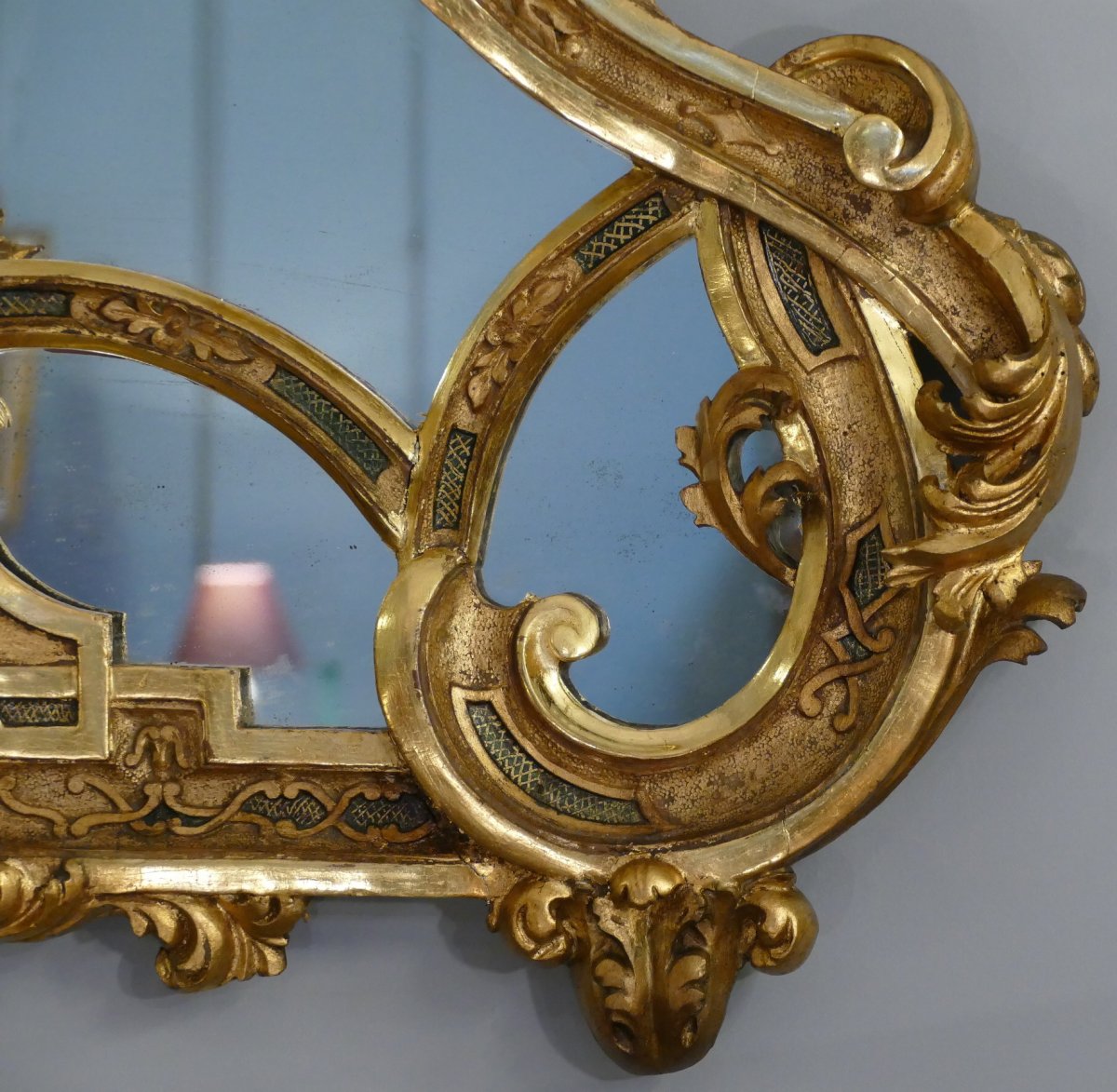 Rocaille Mirror In Golden Wood 19th Century-photo-4