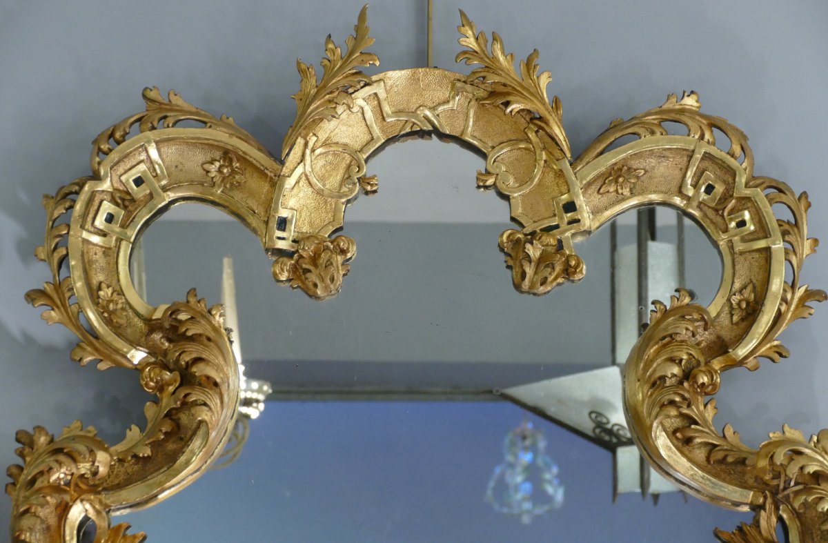 Rocaille Mirror In Golden Wood 19th Century-photo-1