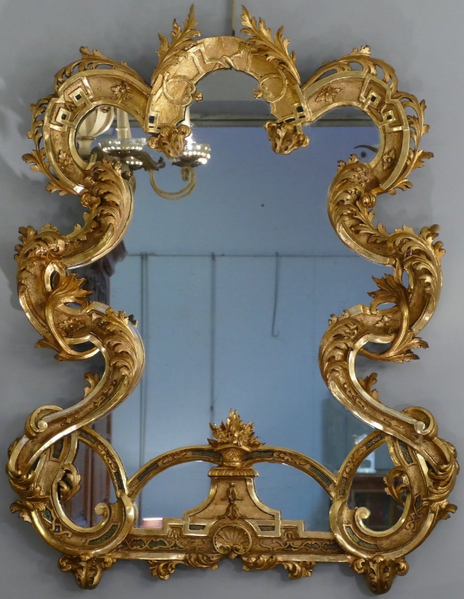 Rocaille Mirror In Golden Wood 19th Century-photo-7