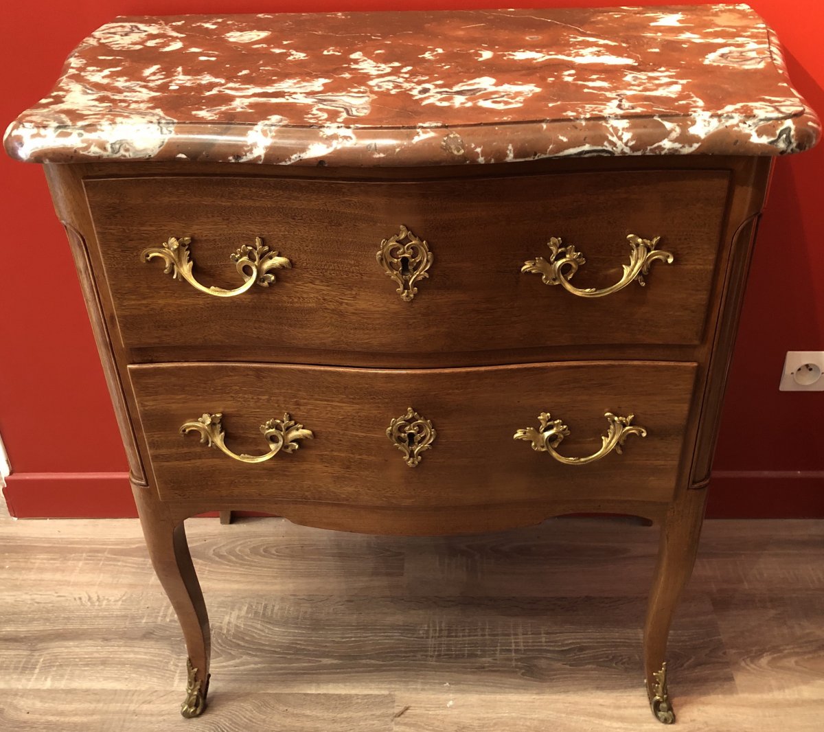 Commode Petite Sauteuse Deux Tiroirs En Acajou 18è Siècle-photo-1