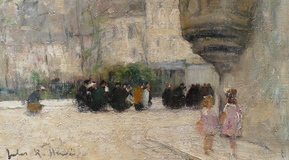 Herve Jules René Painting 20th Century The Watchtower Oil On Canvas Signed-photo-3