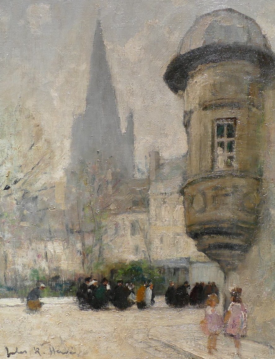 Herve Jules René Painting 20th Century The Watchtower Oil On Canvas Signed-photo-3