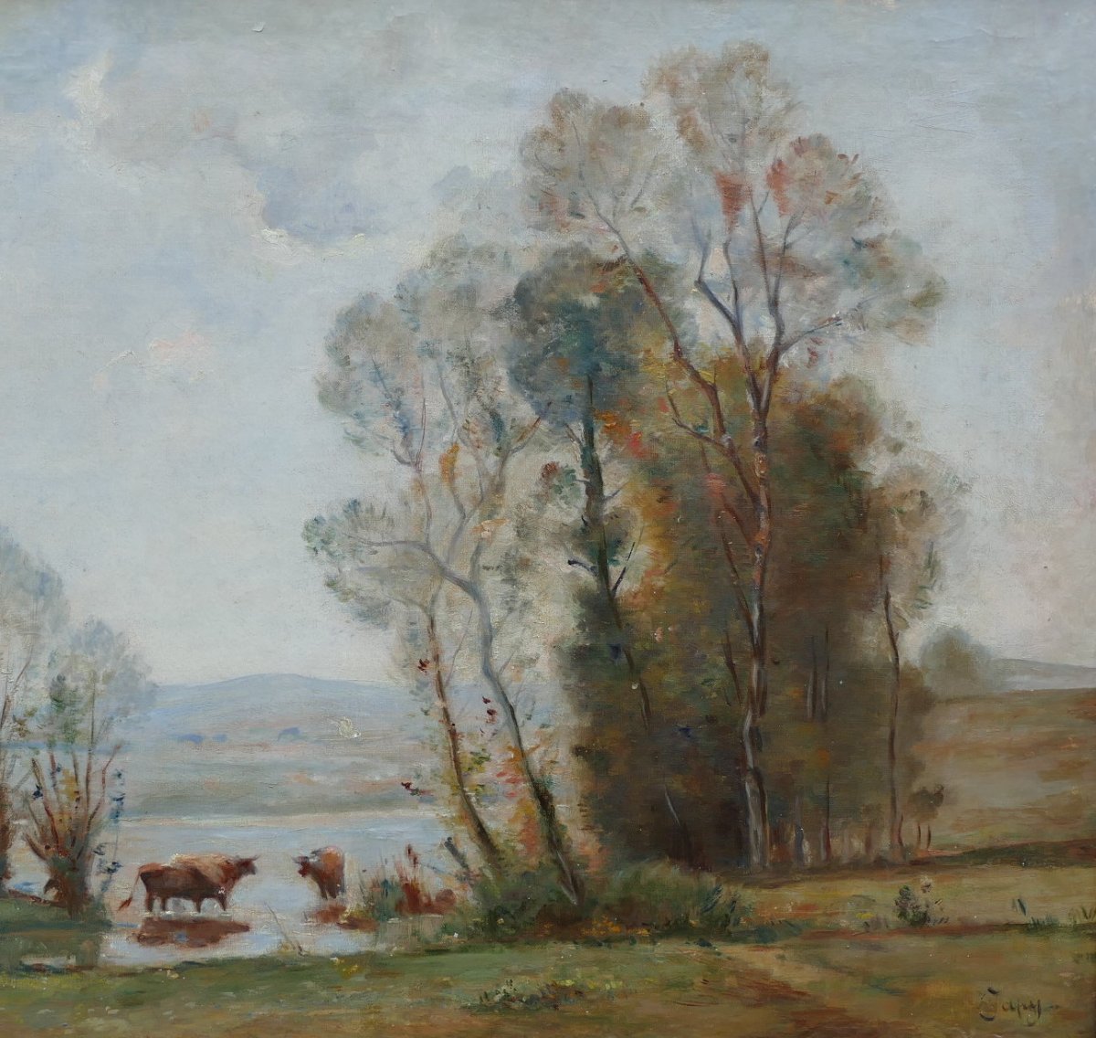 JAPY Louis Aimé Tableau 19ème Siècle Ecole De Barbizon Huile Sur Toile Signée-photo-4