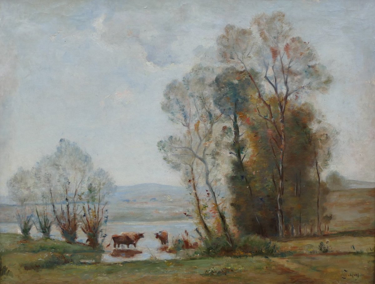 JAPY Louis Aimé Tableau 19ème Siècle Ecole De Barbizon Huile Sur Toile Signée-photo-1