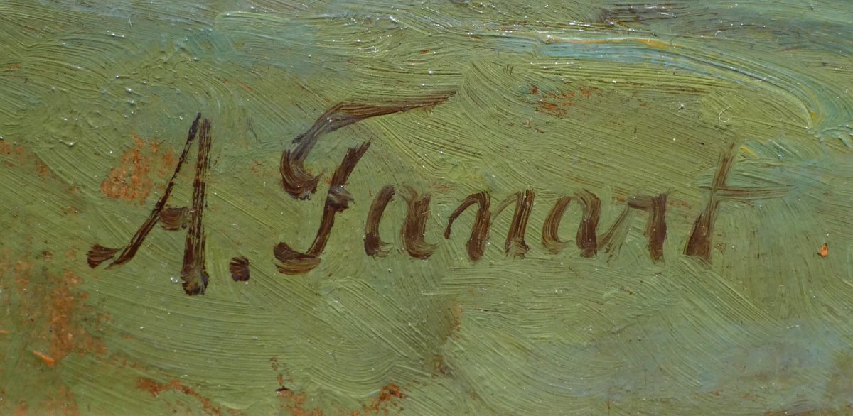 Fanart Antonin French Painting XIXth Century Riverside Oil On Cardboard Signed-photo-3