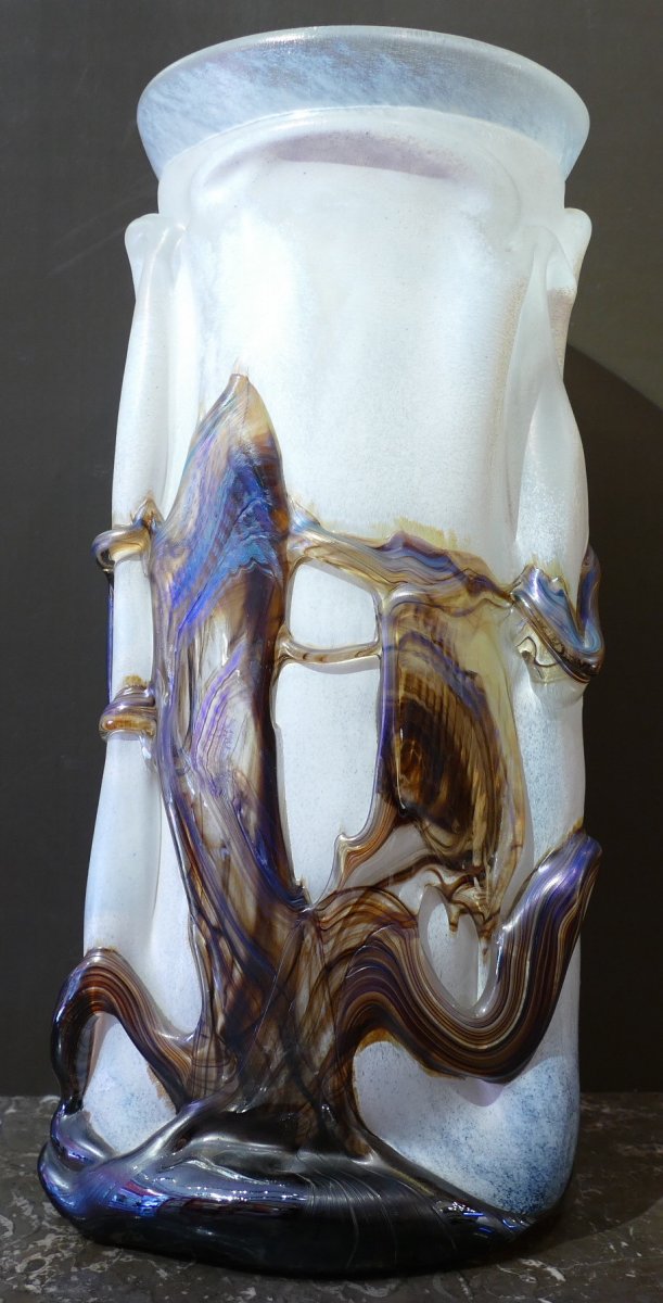Novaro Blown Glass Vase Signed And Dated 1989