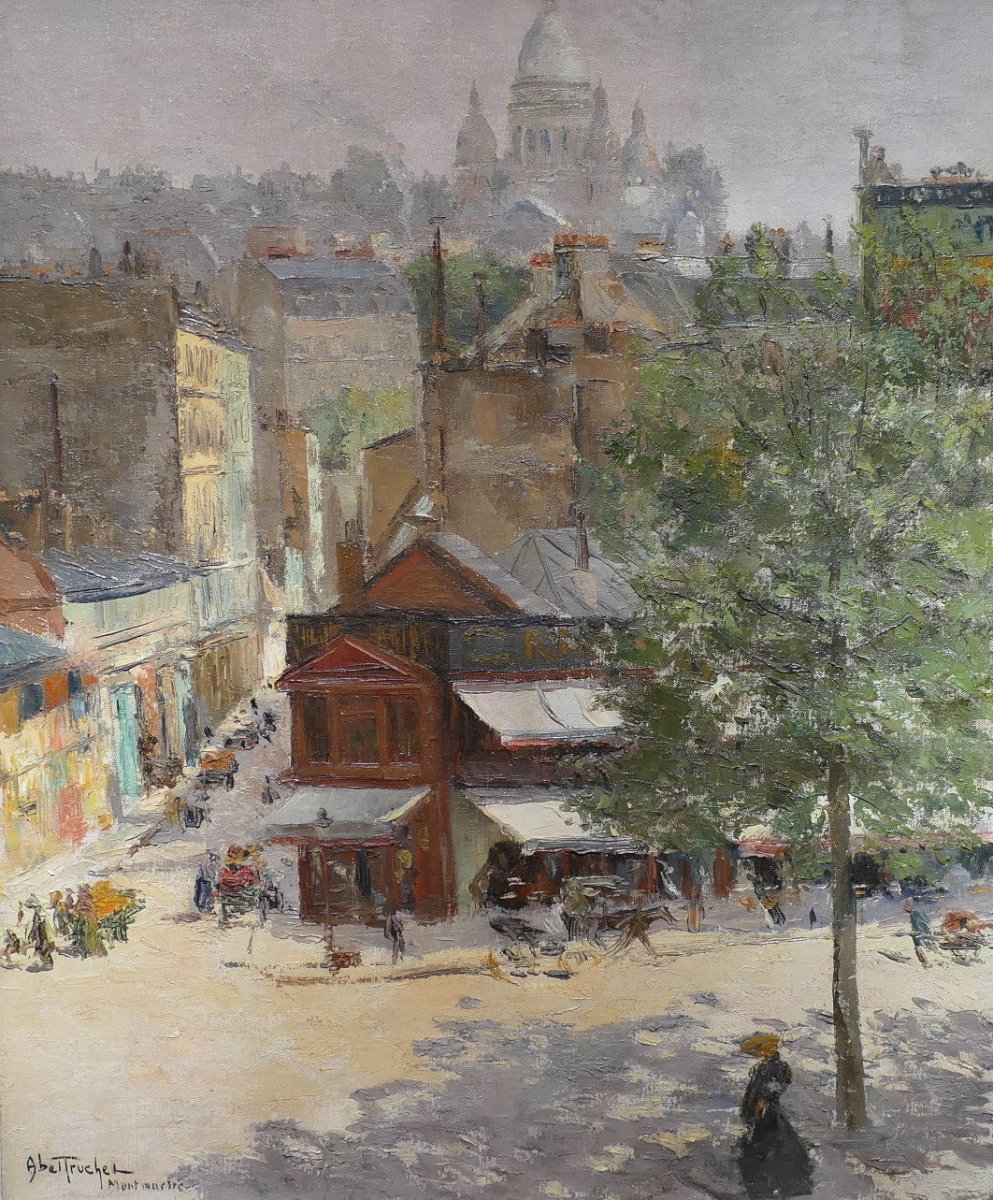 Abel Truchet Louis French Painting Belle Epoque Paris View Of Montmartre Oil Canvas Signed-photo-2
