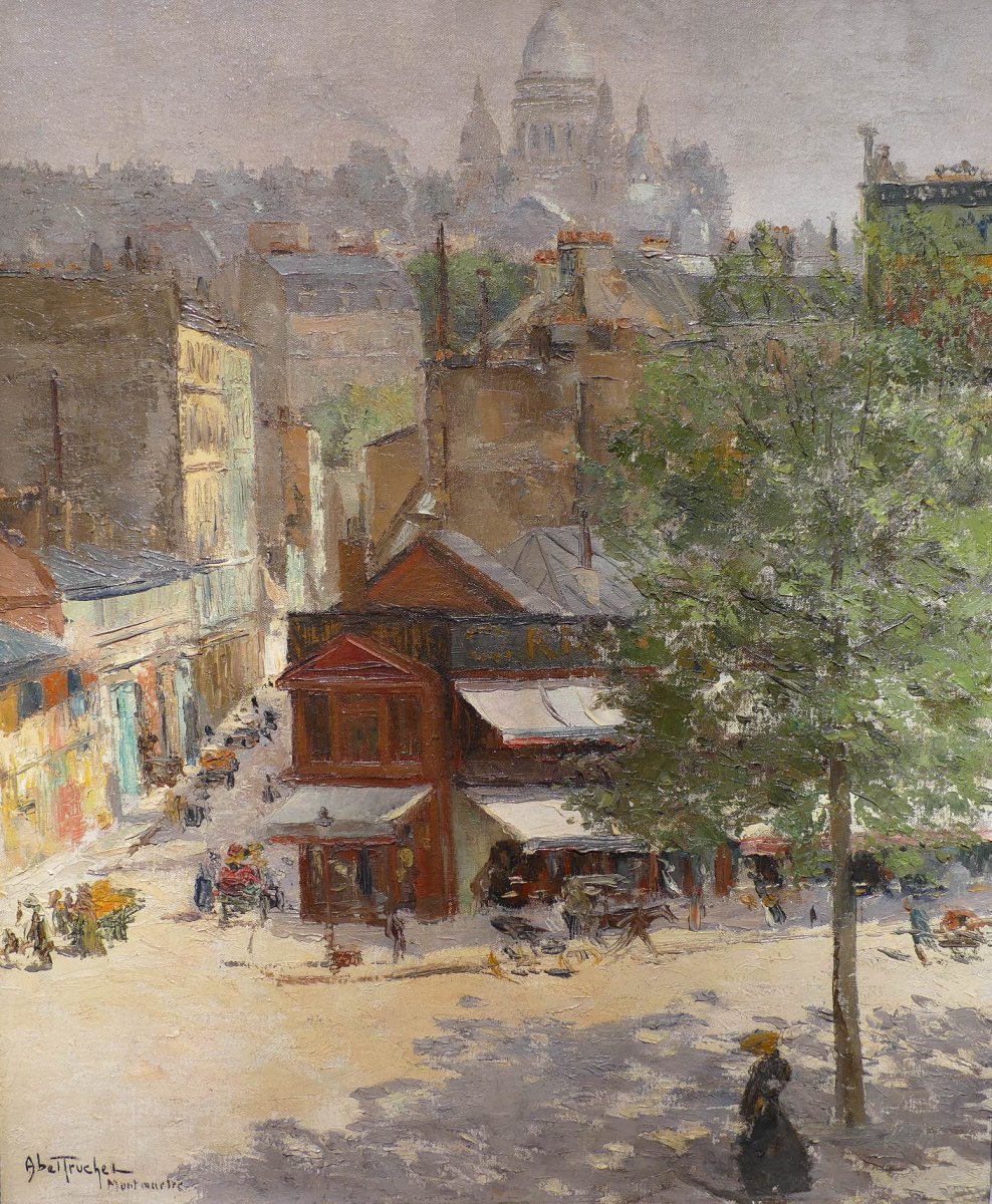 Abel Truchet Louis French Painting Belle Epoque Paris View Of Montmartre Oil Canvas Signed-photo-3