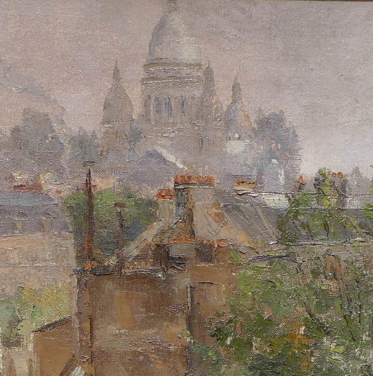 Abel Truchet Louis Peinture Française Belle Epoque Paris Vue De Montmartre Huile Toile Signée-photo-3