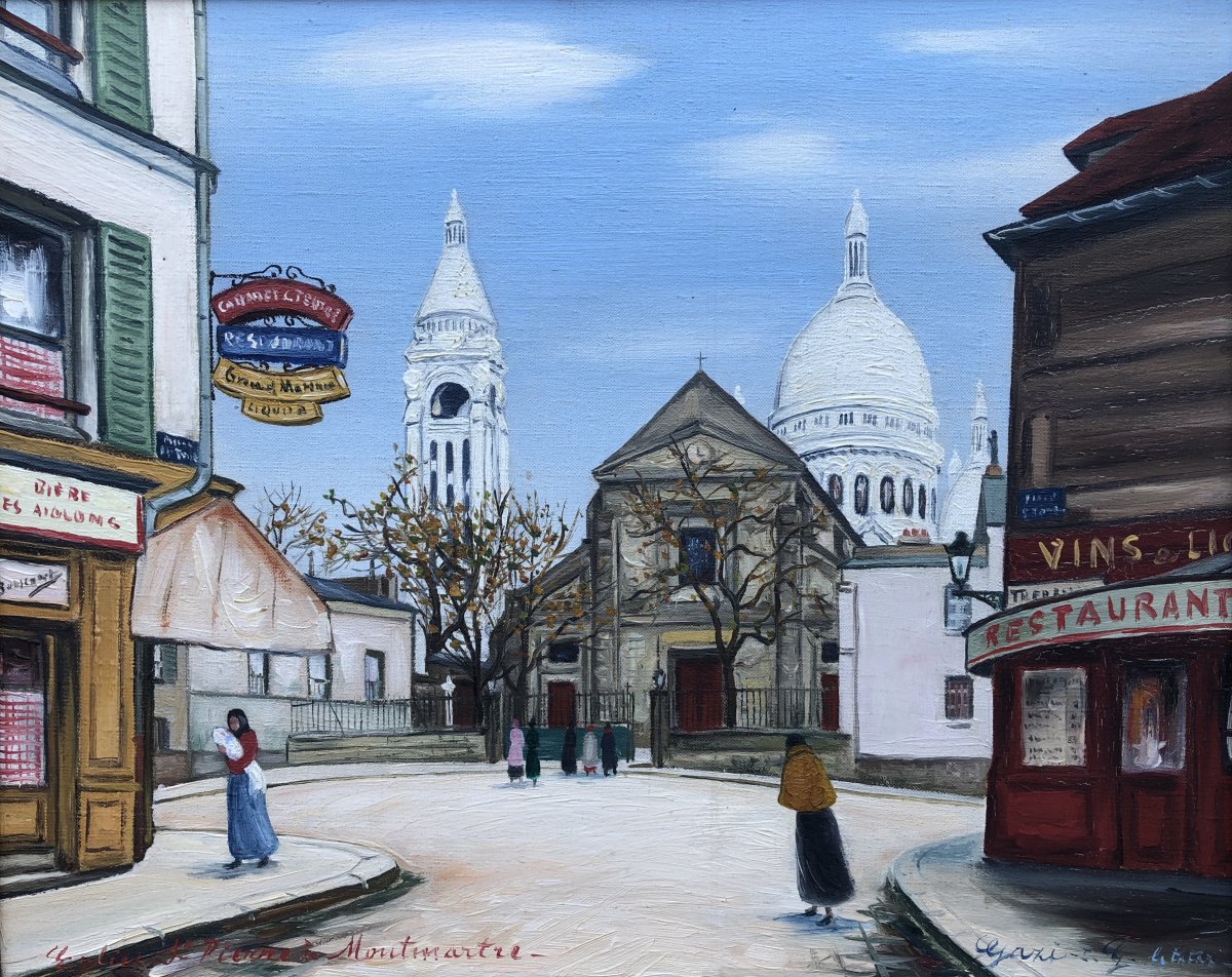 Gazi Le Tatar Montmartre Oil On Canvas Signed And Located-photo-1