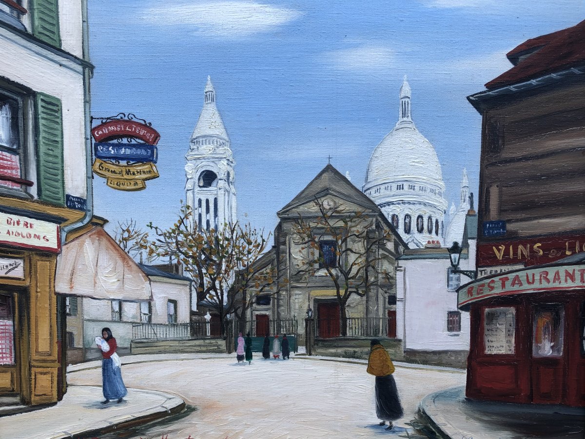 Gazi Le Tatar Montmartre Oil On Canvas Signed And Located-photo-4