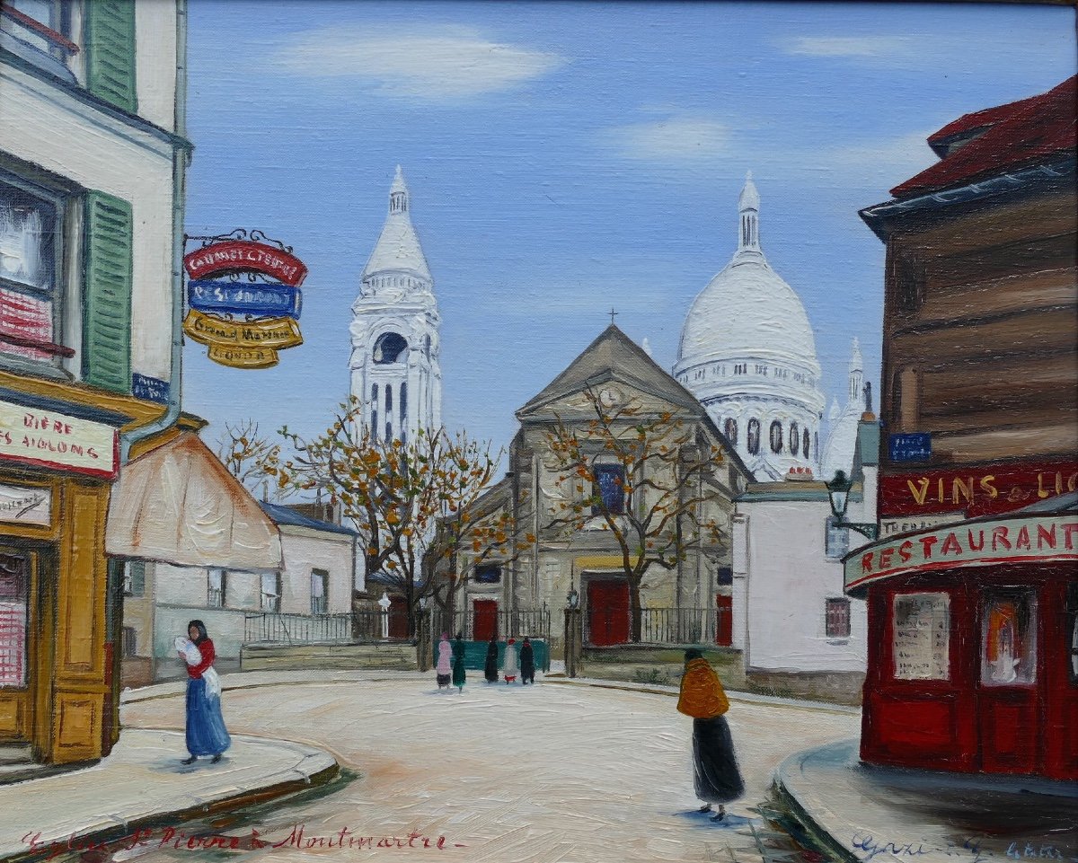 Gazi Le Tatar Montmartre Oil On Canvas Signed And Located-photo-7