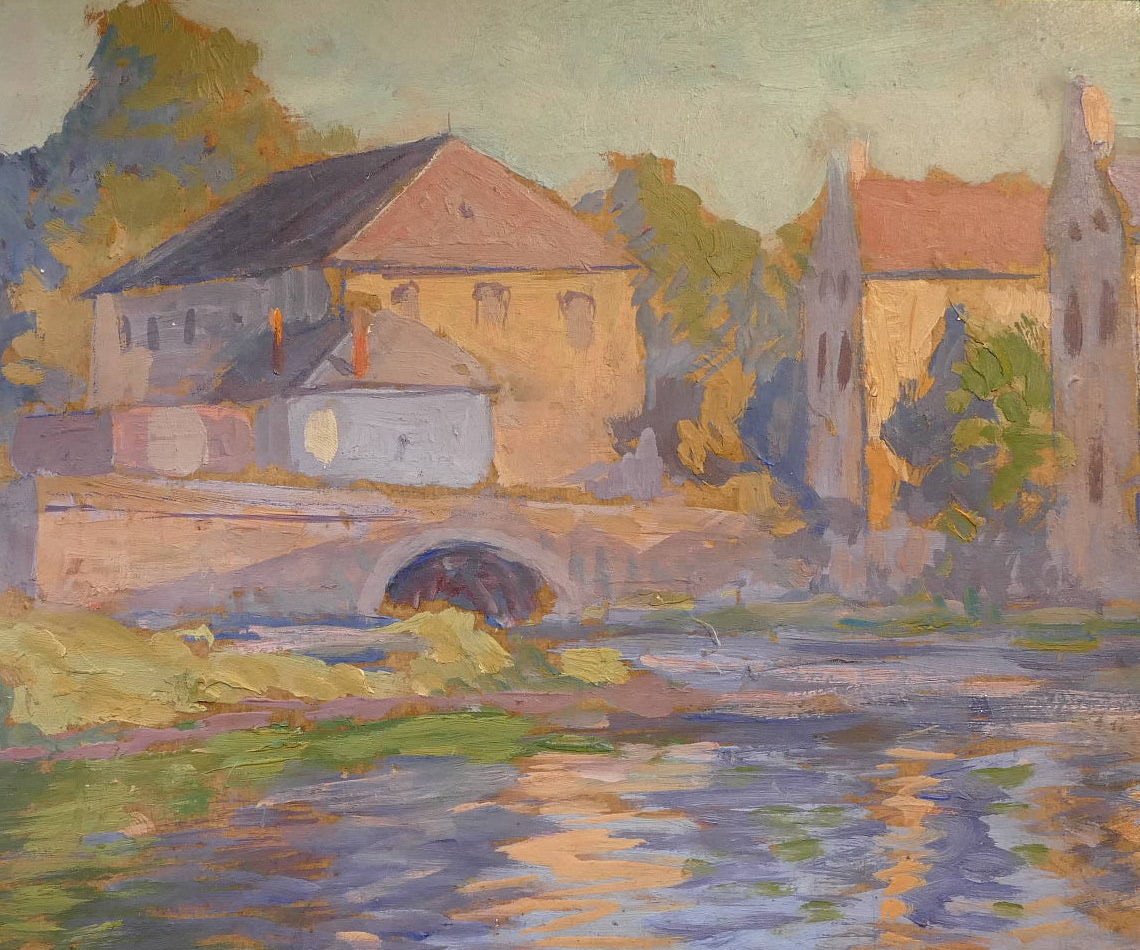 Madeline Paul French Painting Early 20th Century Crozant School Bridge On The Creuse Oil Signed-photo-2