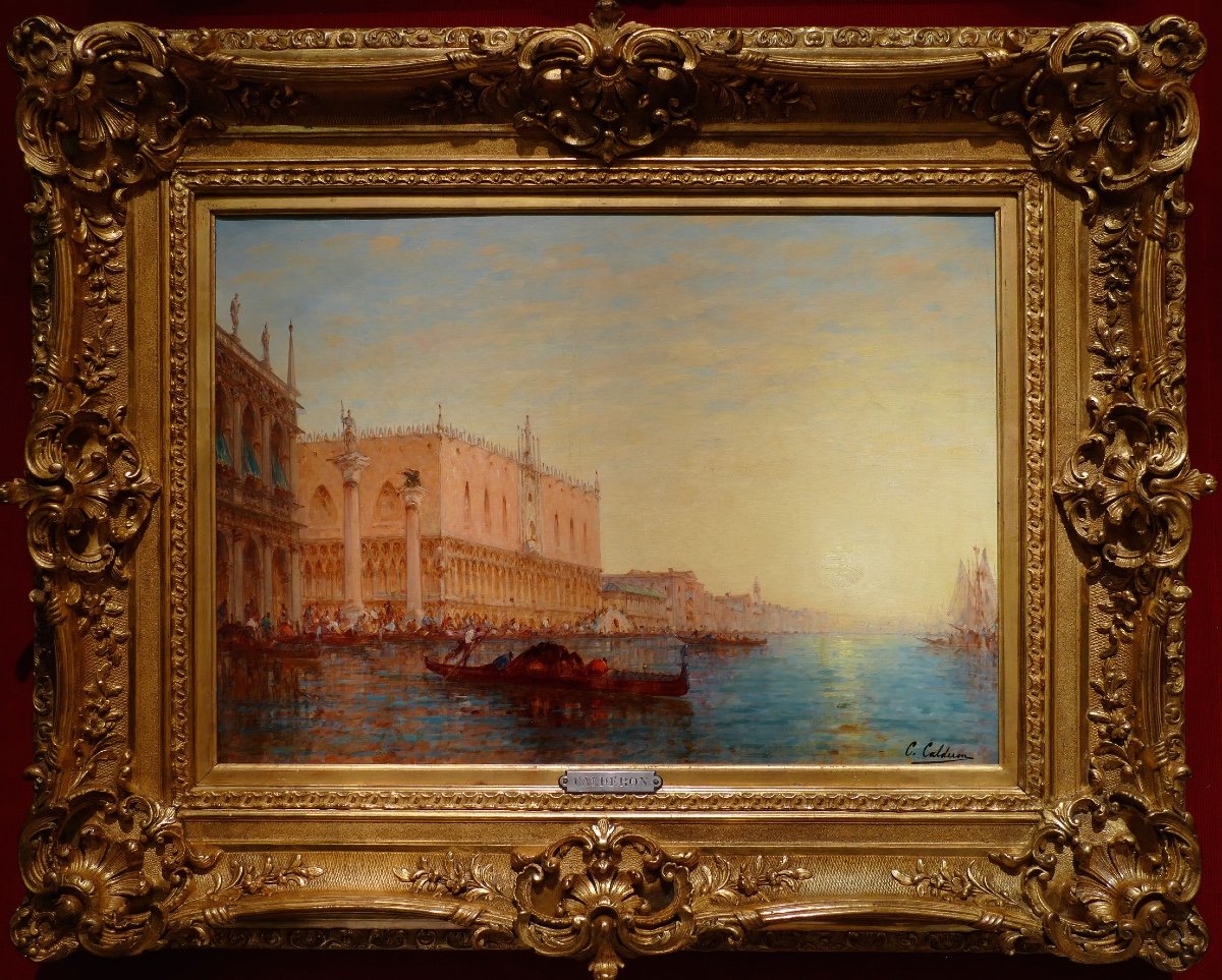 Calderon Charles Clément Painting Venice The Basin Of Saint Mark Sunny Oil Canvas Signed-photo-7