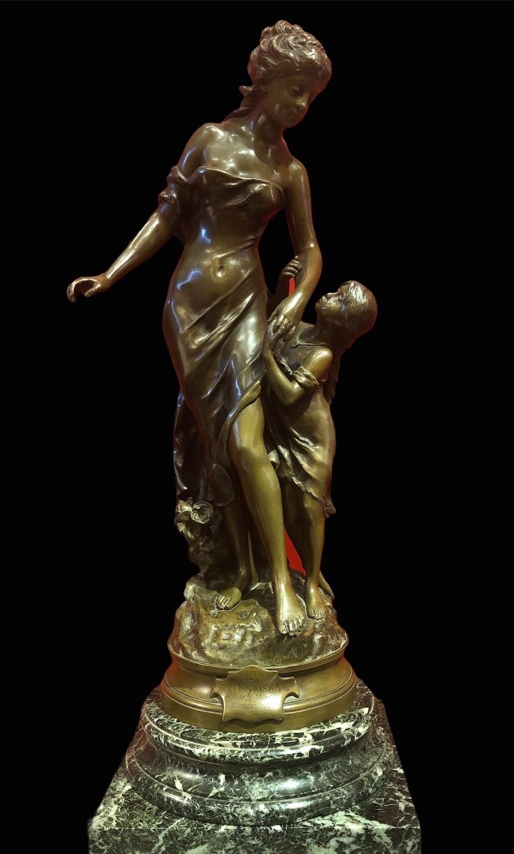 The Recognition Bronze Signed 19th Century By Moreau Mathurin-photo-2