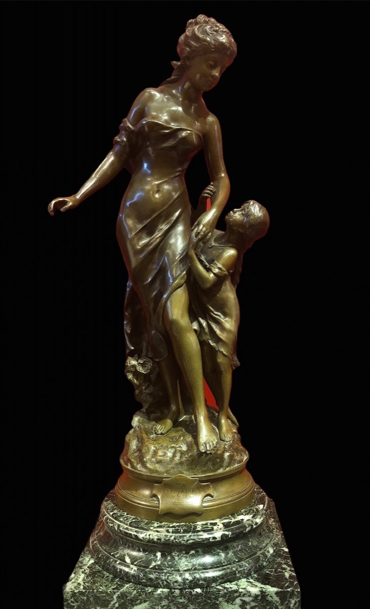 The Recognition Bronze Signed 19th Century By Moreau Mathurin-photo-3