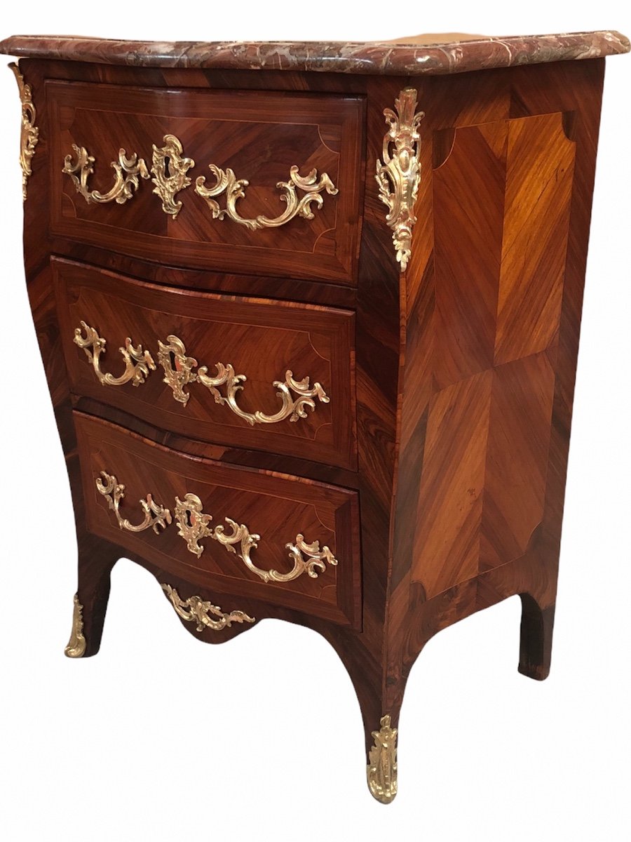 Small Parisian Chest Of Drawers Curved On Three Sides From The Louis XV Period Antoine Gosselin-photo-3