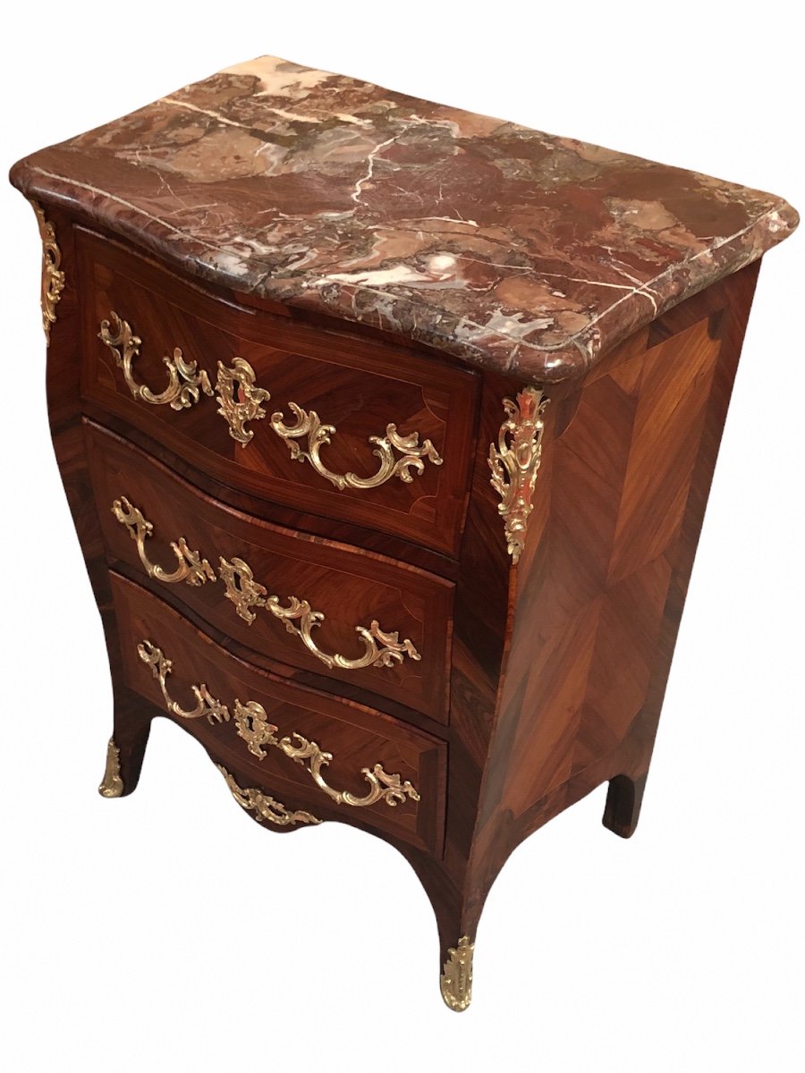 Small Parisian Chest Of Drawers Curved On Three Sides From The Louis XV Period Antoine Gosselin-photo-4