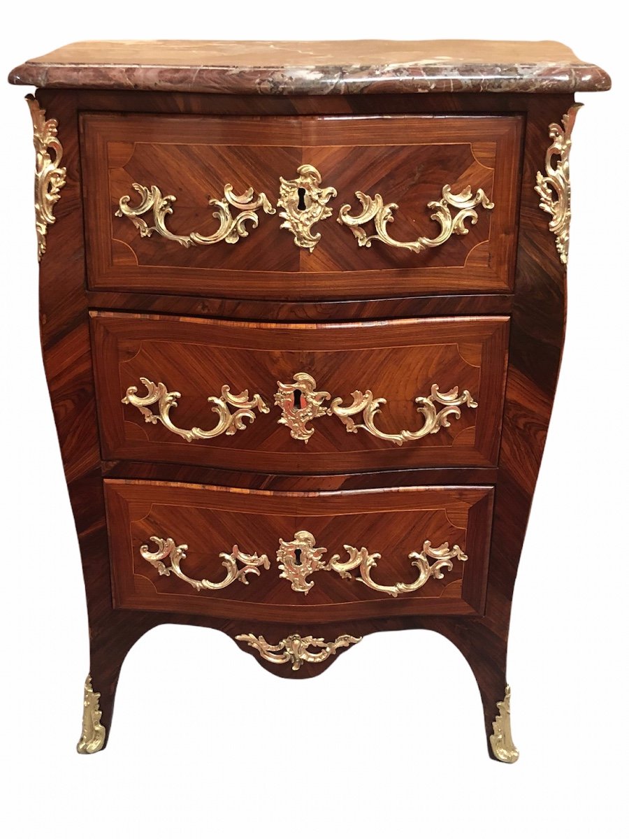 Small Parisian Chest Of Drawers Curved On Three Sides From The Louis XV Period Antoine Gosselin-photo-3