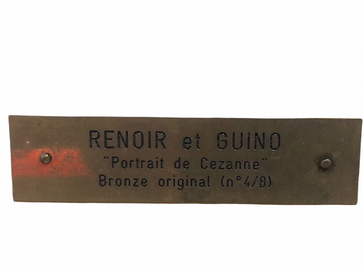 Portrait De Cézanne Par Renoir / Guino Bronze XXème Siècle Double Certificat-photo-3