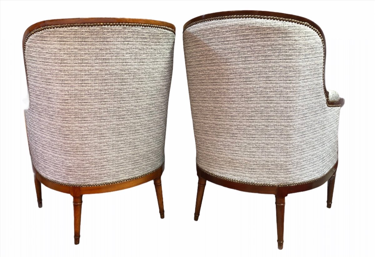 Pair Of Bergeres Style Louis XVI In Natural Wood-photo-7