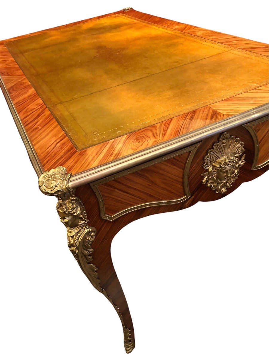  Flat Desk Style Louis XV In Rosewood Three Drawers-photo-6