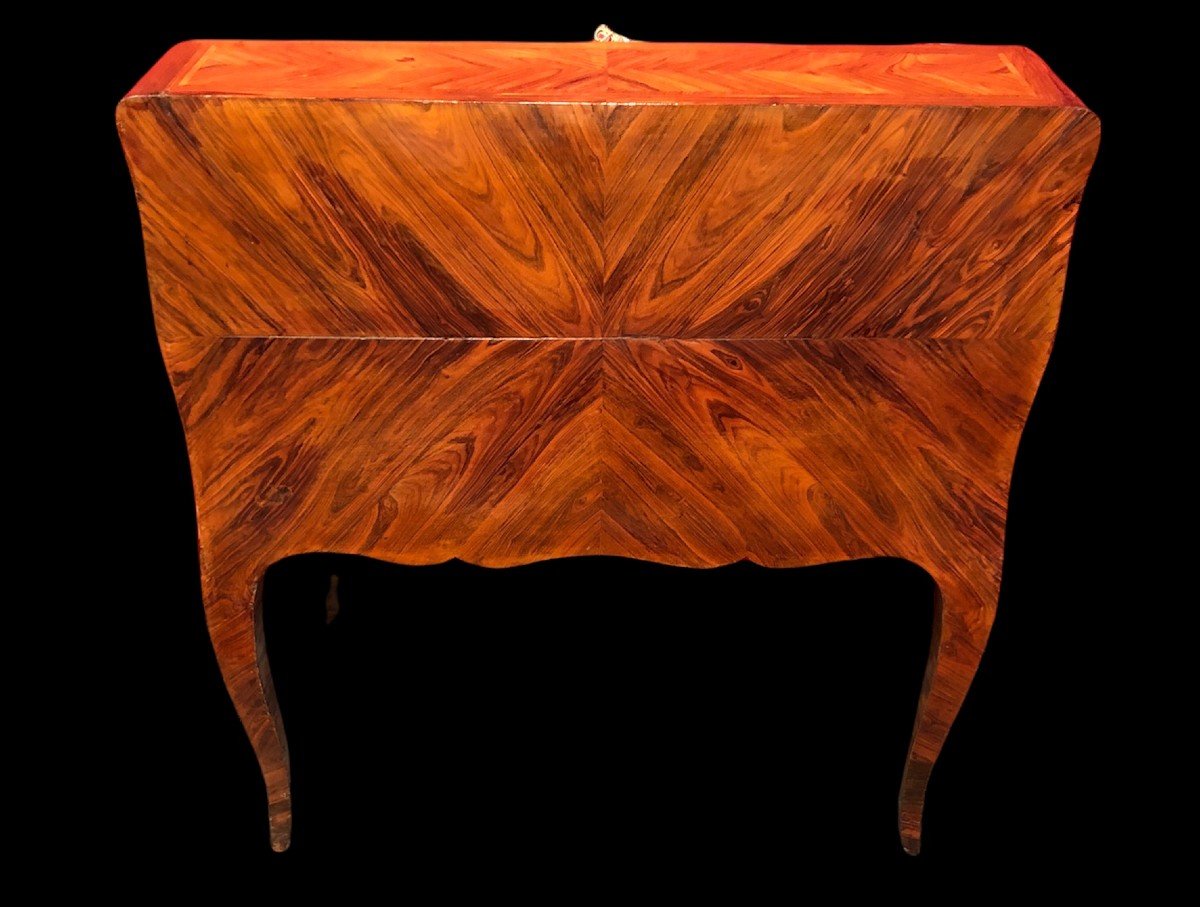 Bureau Louis XV Dit “dos d'âne” En Placage De Bois De Violette d'époque XVIIIè Siècle-photo-4