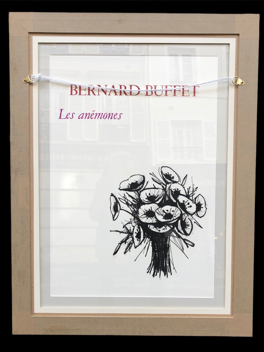 Buffet Bernard Les Anémones Lithographie Originale Couleurs Signée-photo-2