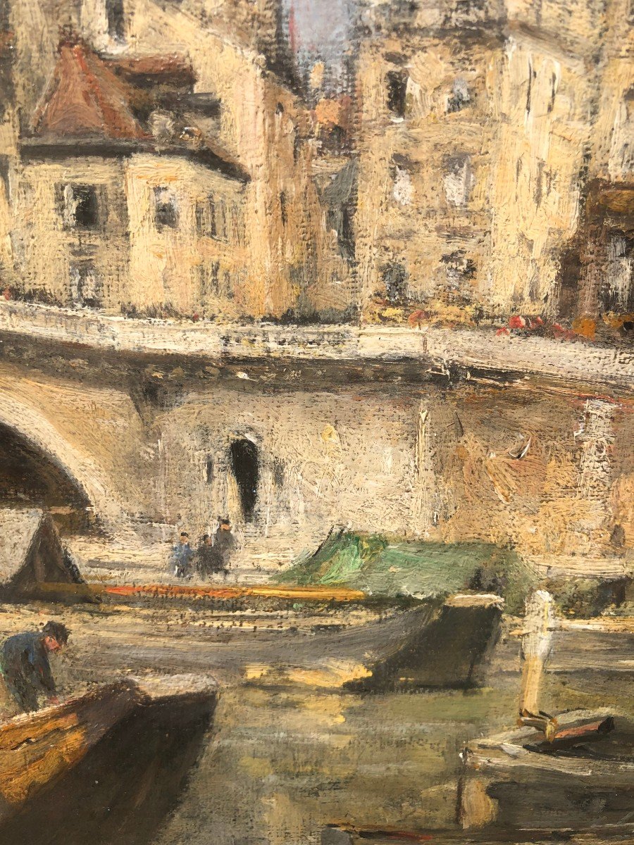 Lepine Stanislas Paris, Le Pont Louis Philippe 1878 Huile Sur Toile Signée Catalogue Raisonné-photo-2