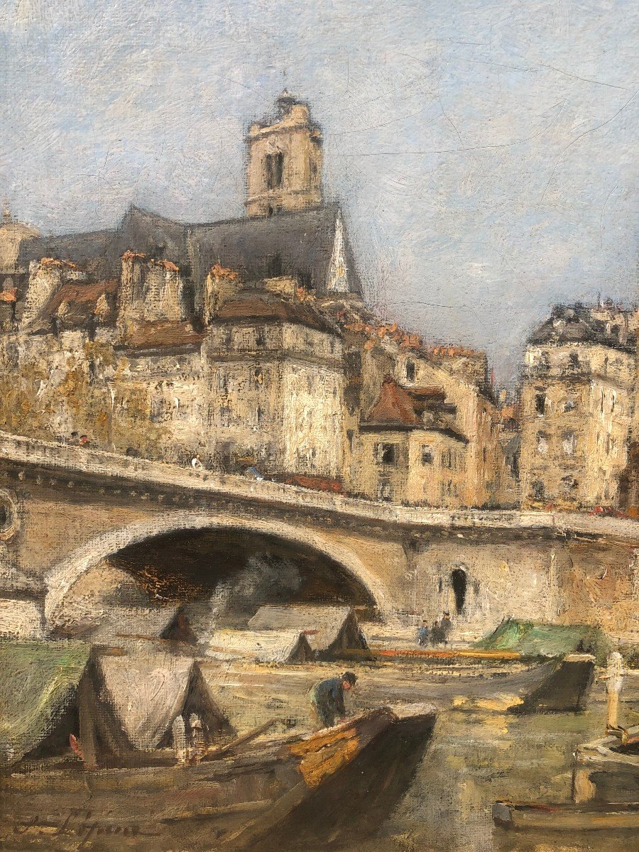 Lepine Stanislas Paris, Le Pont Louis Philippe 1878 Huile Sur Toile Signée Catalogue Raisonné-photo-3