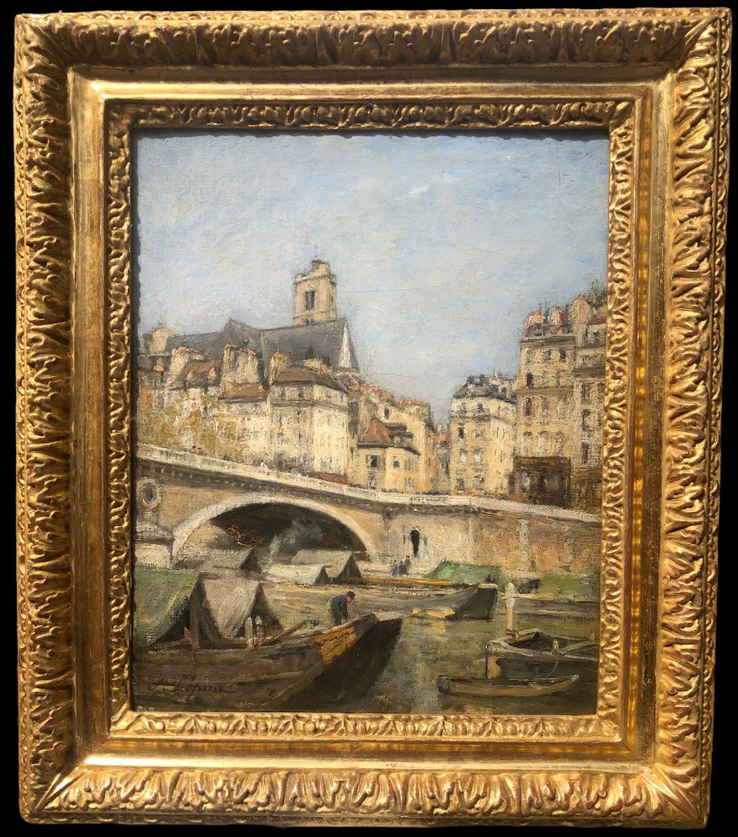 Lepine Stanislas Paris, Le Pont Louis Philippe 1878 Huile Sur Toile Signée Catalogue Raisonné-photo-6