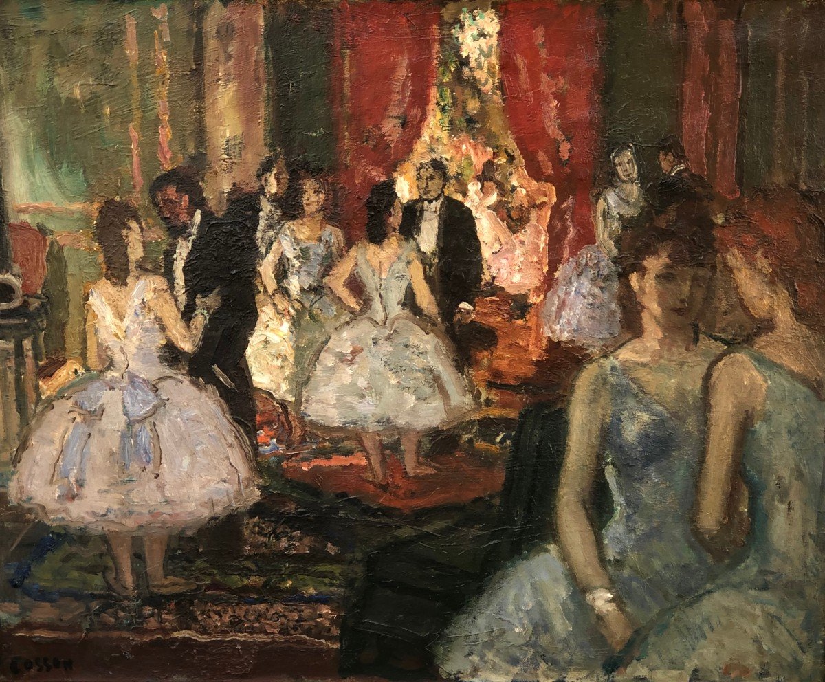 Cosson Marcel Tableau 20è Ballerines Dans Le Salon Des Abonnés à l'Opéra Peinture Huile Signée-photo-2